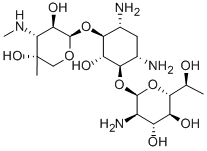 4-O-(2-アミノ-2,7-ジデオキシ-α-D-glycero-D-gluco-ヘプトピラノシル)-6-O-[4-C-メチル-3-(メチルアミノ)-3-デオキシ-β-L-アラビノピラノシル]-2-デオキシ-D-ストレプタミン