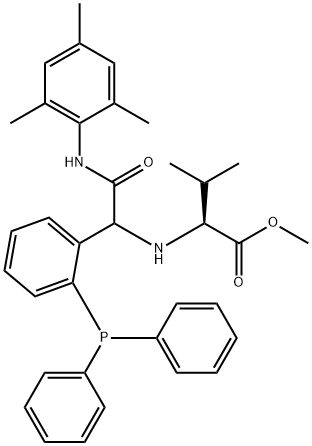 L-Valine, N-[1-[2-(diphenylphosphino)phenyl]-2-oxo-2-[(2,4,6-trimethylphenyl)amino]ethyl]-, methyl ester (9CI) Struktur