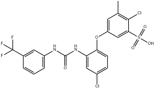 2-chloro-5-(4-chloro-2-(3-(3-(trifluoroMethyl)phenyl)ureido)phenoxy)-3-Methylbenzenesulfonic acid Struktur