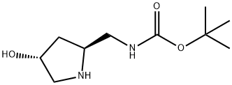 Carbamic acid, [[(2S,4R)-4-hydroxy-2-pyrrolidinyl]methyl]-, 1,1-dimethylethyl Struktur