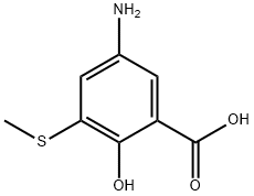 Benzoic acid, 5-amino-2-hydroxy-3-(methylthio)- (9CI) Struktur