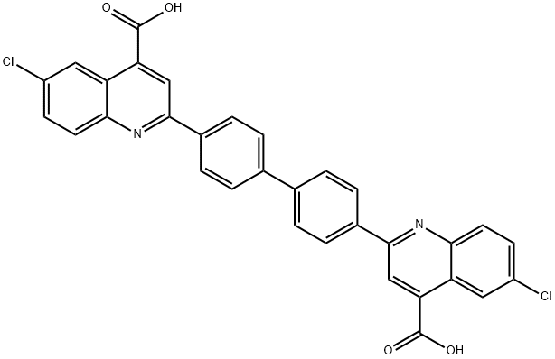 2,2'-(biphenyl-4,4'-diyl)bis(6-chloroquinoline-4-carboxylic acid) Struktur