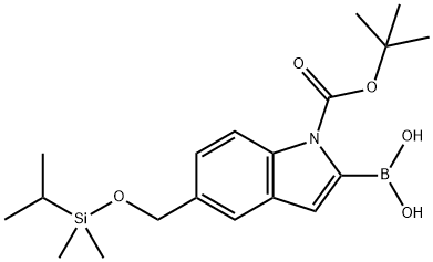 1H-Indole-1-carboxylic acid, 2-borono-5-[[[dimethyl(1-methylethyl)silyl]oxy]methyl]-, 1-(1,1-dimethylethyl) ester (9CI) Struktur