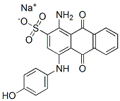 sodium 1-amino-9,10-dihydro-4-[(4-hydroxyphenyl)amino]-9,10-dioxoanthracene-2-sulphonate Struktur