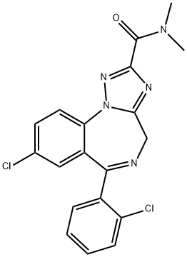 8-chloro-6-(2-chlorophenyl)-N,N-dimethyl-4H-1,2,4-triazolo(1,5-a)(1,4)benzodiazepine-2-carboxamide Struktur