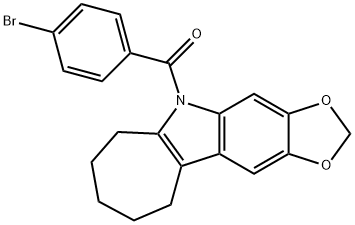 5,6,7,8,9,10-Hexahydro-5-(p-bromobenzoyl)cyclohepta[b]-1,3-dioxolo[4,5-f]indole Struktur