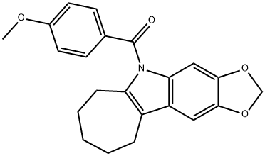 5,6,7,8,9,10-Hexahydro-5-(p-anisoyl)cyclohepta[b]-1,3-dioxolo[4,5-f]indole Struktur