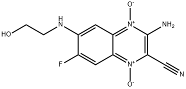 2-Quinoxalinecarbonitrile,3-amino-7-fluoro-6-[(2-hydroxyethyl)amino]-,1,4-dioxide(9CI) Struktur