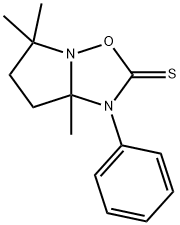 5,6,7,7a-Tetrahydro-5,5,7a-trimethyl-1-phenylpyrrolo[1,2-b][1,2,4]oxadiazole-2(1H)-thione Struktur