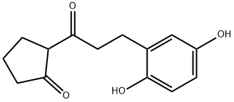 2-[3-(2,5-dihydroxyphenyl)-1-oxopropyl]cyclopentan-1-one Struktur