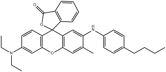 6'-Diethylamino-3'-methyl-2'-(4-butylphenylamino)spiro[isobenzofuran-1(3H),9'-[9H]xanthen]-3-one Struktur