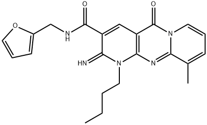 1-butyl-N-(2-furylmethyl)-2-imino-10-methyl-5-oxo-1,5-dihydro-2H-dipyrido[1,2-a:2,3-d]pyrimidine-3-carboxamide Struktur