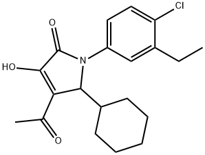 2H-Pyrrol-2-one, 4-acetyl-1-(4-chloro-3-ethylphenyl)-5-cyclohexyl-1,5-dihydro-3-hydroxy- Struktur