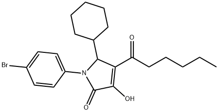 2H-Pyrrol-2-one, 1-(4-bromophenyl)-5-cyclohexyl-1,5-dihydro-3-hydroxy-4-(1-oxohexyl)- Struktur