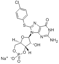 8-(4-CHLOROPHENYLTHIO)GUANOSINE 3',5'-CYCLIC MONOPHOSPHATE SODIUM SALT Struktur