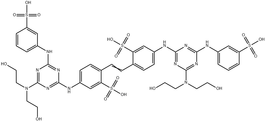 4,4'-bis[[4-[bis(2-hydroxyethyl)amino]-6-(m-sulphoanilino)-1,3,5-triazin-2-yl]amino]stilbene-2,2'-disulphonic acid  Struktur