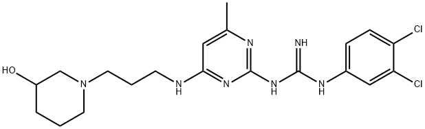 1-[3,4-Dichlorophenyl]-3-[4-[[3-[3-hydroxypiperidino]propyl]amino]-6-m ethyl-2-pyrimidinyl]guanidine Struktur