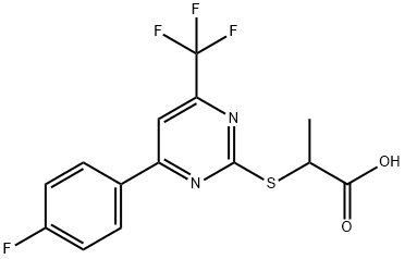 2-{[4-(4-fluorophenyl)-6-(trifluoromethyl)pyrimidin-2-yl]thio}propanoic acid Struktur