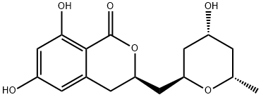 (3R)-3,4-Dihydro-6,8-dihydroxy-3-[[(2R,6S)-tetrahydro-4-hydroxy-6-methyl-2H-pyran-2-yl]methyl]-1H-2-benzopyran-1-one Struktur