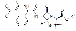 potassium [2S-(2alpha,5alpha,beta)]-6-[[[(3-methoxy-1-methyl-3-oxoprop-1-enyl)amino]phenylacetyl]amino]-3,3-dimethyl-7-oxo-4-thia-1-azabicyclo[3.2.0]heptane-2-carboxylate Struktur