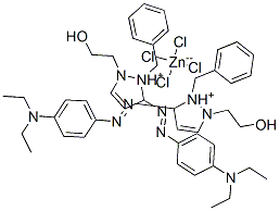 bis[1-benzyl-5-[[4-(diethylamino)phenyl]azo]-2-(2-hydroxyethyl)-1H-pyrazolium] tetrachlorozincate Struktur