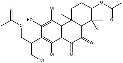 2-(Acetyloxy)-7-[2-(acetyloxy)-1-(hydroxymethyl)ethyl]-1,2,3,4,4a,10a-hexahydro-5,6,8-trihydroxy-1,1,4a-trimethylphenanthrene-9,10-dione Struktur