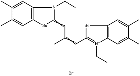 3-ethyl-2-[3-(3-ethyl-5,6-dimethyl-3H-benzoselenazol-2-ylidene)-2-methylprop-1-enyl]-5,6-dimethylbenzoselenazolium bromide Struktur