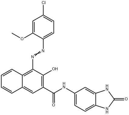 4-[(4-chloro-2-methoxyphenyl)azo]-N-(2,3-dihydro-2-oxo-1H-benzimidazol-5-yl)-3-hydroxynaphthalene-2-carboxamide Struktur