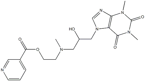 Nicotinic acid 2-[[2-hydroxy-3-(3,6-dihydro-1,3-dimethyl-2,6-dioxo-1H-purin-7(2H)-yl)propyl]methylamino]ethyl ester Struktur