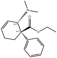 ethyl trans-2-(dimethylamino)-1-phenylcyclohex-3-ene-1-carboxylate Struktur