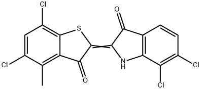 6,7-dichloro-2-(5,7-dichloro-4-methyl-3-oxobenzo[b]thien-2(3H)-ylidene)-1,2-dihydro-3H-indol-3-one Struktur