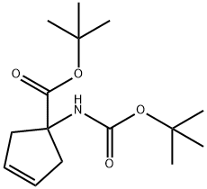 3-CYCLOPENTENE-1-CARBOXYLIC ACID, 1-[[(1,1-DIMETHYLETHOXY)CARBONYL]AMINO]-, 1,1-DIMETHYLETHYL ESTER Struktur