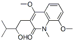 2 (1H)-Quinolinone, 3-(2-hydroxy-3-methylbutyl)-4,8-dimethoxy-1-methyl - Struktur