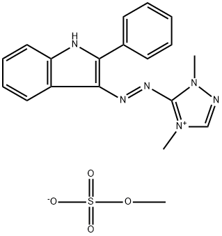 1,4-dimethyl-5-[(2-phenyl-1H-indol-3-yl)azo]-1H-1,2,4-triazolium methyl sulphate Struktur