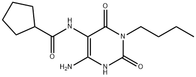 Cyclopentanecarboxamide,  N-(4-amino-1-butyl-1,2,3,6-tetrahydro-2,6-dioxo-5-pyrimidinyl)- Struktur