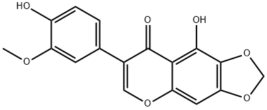 9-Hydroxy-7-(4-hydroxy-3-methoxyphenyl)-8H-1,3-dioxolo[4,5-g][1]benzopyran-8-one Struktur