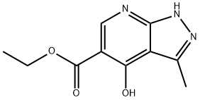 3-METHYL-4-OXO-4,7-DIHYDRO-1H-PYRAZOLO[3,4-B]PYRIDINE-5-CARBOXYLIC ACID ETHYL ESTER Struktur