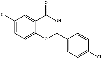 5-chloro-2-[(4-chlorobenzyl)oxy]benzoic acid Struktur