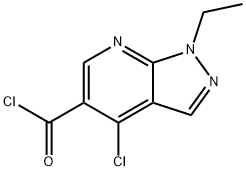 4-chloro-1-ethyl-1H-pyrazolo[3,4-b]pyridine-5-carbonyl chloride Struktur