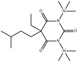 5-Ethyl-5-(3-methylbutyl)-1,3-bis(trimethylsilyl)-2,4,6(1H,3H,5H)-pyrimidinetrione Struktur