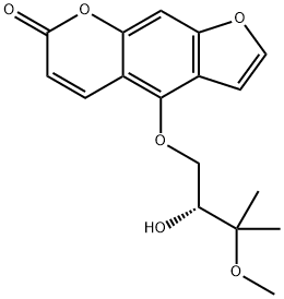 (+)-4-[(R)-2-Hydroxy-3-methoxy-3-methylbutoxy]-7H-furo[3,2-g][1]benzopyran-7-one Struktur