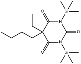 5-Butyl-5-ethyl-1,3-bis(trimethylsilyl)-2,4,6(1H,3H,5H)-pyrimidinetrione Struktur