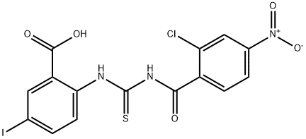 2-[[[(2-CHLORO-4-NITROBENZOYL)AMINO]THIOXOMETHYL]AMINO]-5-IODO-BENZOIC ACID Struktur