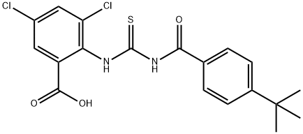 3,5-DICHLORO-2-[[[[4-(1,1-DIMETHYLETHYL)BENZOYL]AMINO]THIOXOMETHYL]AMINO]-BENZOIC ACID Struktur