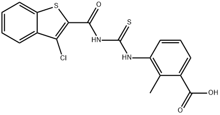 3-[[[[(3-CHLOROBENZO[B]THIEN-2-YL)CARBONYL]AMINO]THIOXOMETHYL]AMINO]-2-METHYL-BENZOIC ACID Struktur