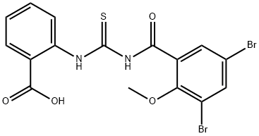 2-[[[(3,5-DIBROMO-2-METHOXYBENZOYL)AMINO]THIOXOMETHYL]AMINO]-BENZOIC ACID Struktur