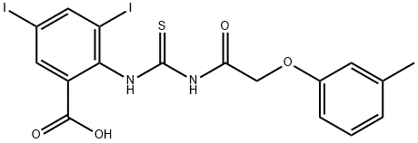 3,5-DIIODO-2-[[[[(3-METHYLPHENOXY)ACETYL]AMINO]THIOXOMETHYL]AMINO]-BENZOIC ACID Struktur