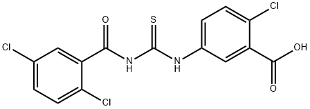 2-CHLORO-5-[[[(2,5-DICHLOROBENZOYL)AMINO]THIOXOMETHYL]AMINO]-BENZOIC ACID Struktur