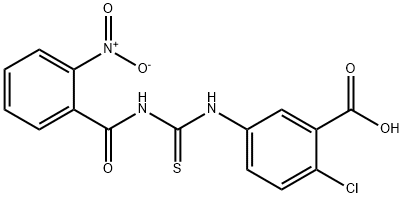 2-CHLORO-5-[[[(2-NITROBENZOYL)AMINO]THIOXOMETHYL]AMINO]-BENZOIC ACID Struktur