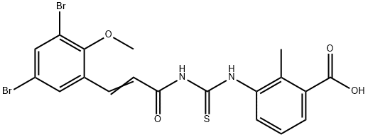 BENZOIC ACID, 3-[[[[3-(3,5-DIBROMO-2-METHOXYPHENYL)-1-OXO-2-PROPENYL]AMINO]THIOXOMETHYL]AMINO]-2-METHYL- Struktur